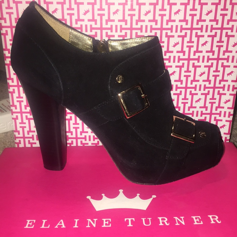 Elaine Turner Black Suede Booties
